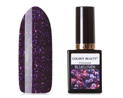 Гель-лак Bluesky Golden Beauty Bluelover №09 (Красновато-фиолетовый с золотистыми блестками голографик)