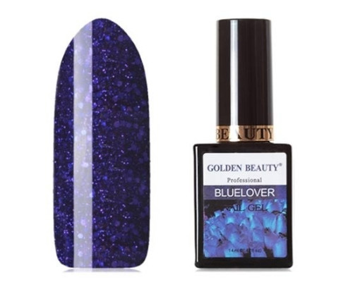 Гель-лак Bluesky Golden Beauty Bluelover №12 (Глубокий синий с синими блестками и лиловыми микроблестками)