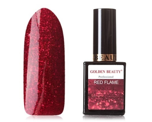 Гель-лак Bluesky Golden Beauty Red Flame №01 (Красный с микроблестками)