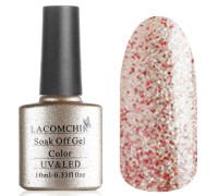 Гель-лак Lacomchir NC 114 (Светло-золотые и красные блестки)