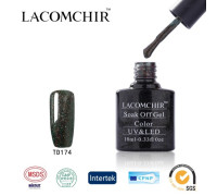Гель-лак Lacomchir TD 174 (Темно-зеленый с блестками)