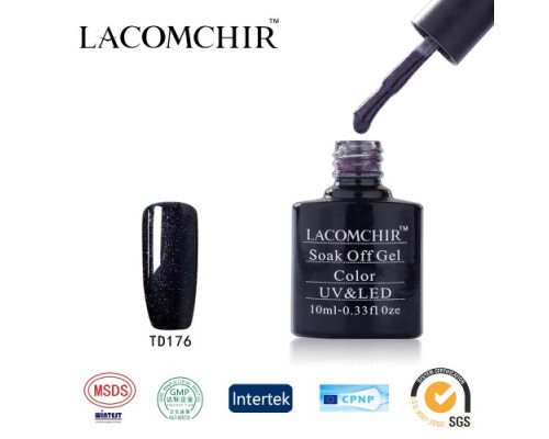 Гель-лак Lacomchir TD 176 (Сине-черный с блестками)