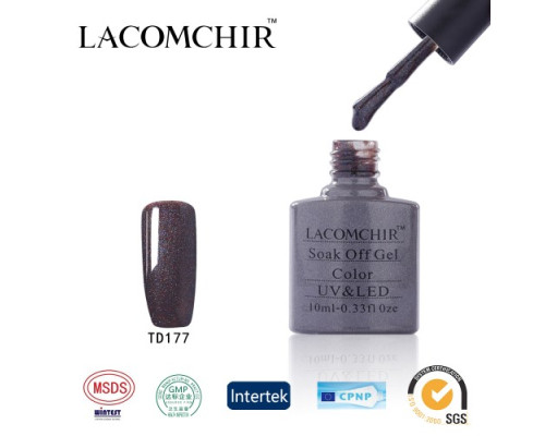 Гель-лак Lacomchir TD 177 (Коричнево-лиловый с блестками)