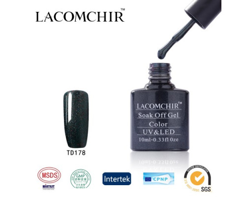 Гель-лак Lacomchir TD 178 (Серо-зеленый с блестками)