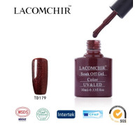 Гель-лак Lacomchir TD 179 (Красно-коричневый с блестками)