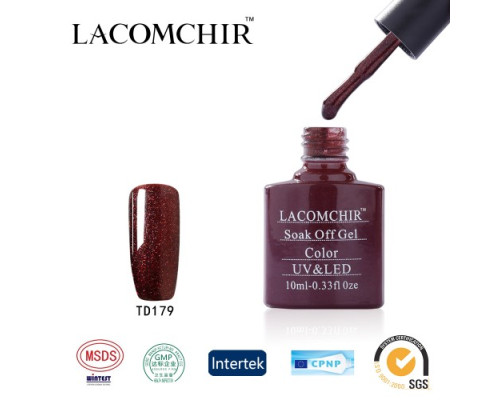 Гель-лак Lacomchir TD 179 (Красно-коричневый с блестками)