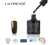 Гель-лак Lacomchir TD 180 (Темно-коричневый с блестками)