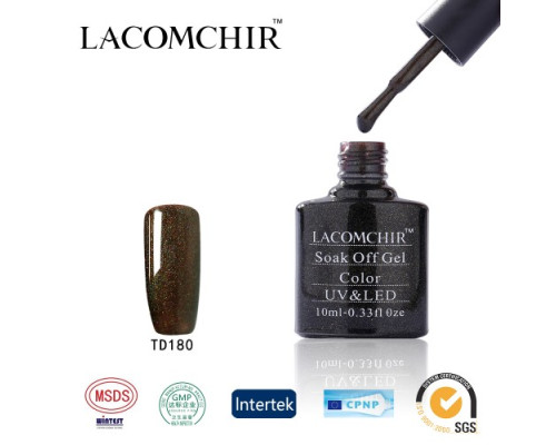 Гель-лак Lacomchir TD 180 (Темно-коричневый с блестками)