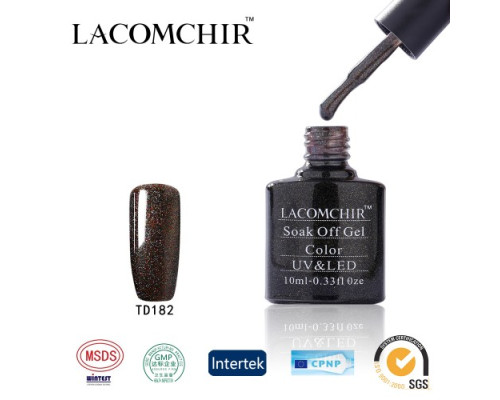 Гель-лак Lacomchir TD 182 (Серо-коричневый с блестками)
