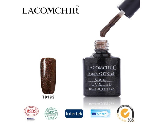 Гель-лак Lacomchir TD 183 (Красно-коричневый с блестками)