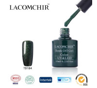 Гель-лак Lacomchir TD 184 (Темно-зеленый с блестками)