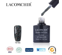 Гель-лак Lacomchir TD 186 (Прозрачный с блестками)