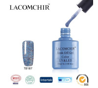 Гель-лак Lacomchir TD 187 (Голубой с блестками)