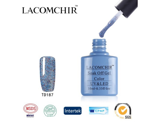 Гель-лак Lacomchir TD 187 (Голубой с блестками)