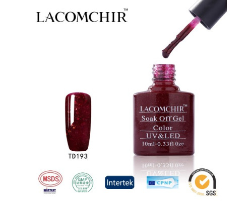 Гель-лак Lacomchir TD 193 (Бордовый с глиттером)