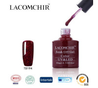 Гель-лак Lacomchir TD 194 (Полупрозрачный с бордовым глиттером)
