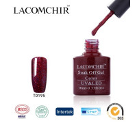 Гель-лак Lacomchir TD 195 (Полупрозрачный с красным глиттером)
