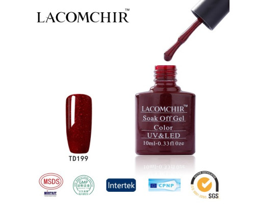 Гель-лак Lacomchir TD 199 (Бордовый с блестками)