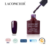 Гель-лак Lacomchir TD 201 Пурпурно-красный с блестками