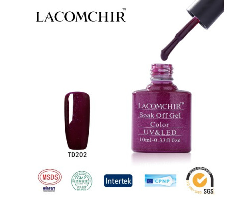 Гель-лак Lacomchir TD 202 (Темно-алый с блестками)