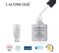Гель-лак Lacomchir TD 204 (Прозрачный с серебряным глиттером)