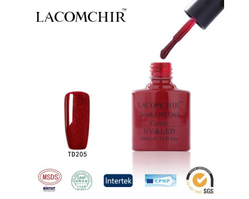 Гель-лак Lacomchir TD 205 (Красновато-коричневый с блестками)